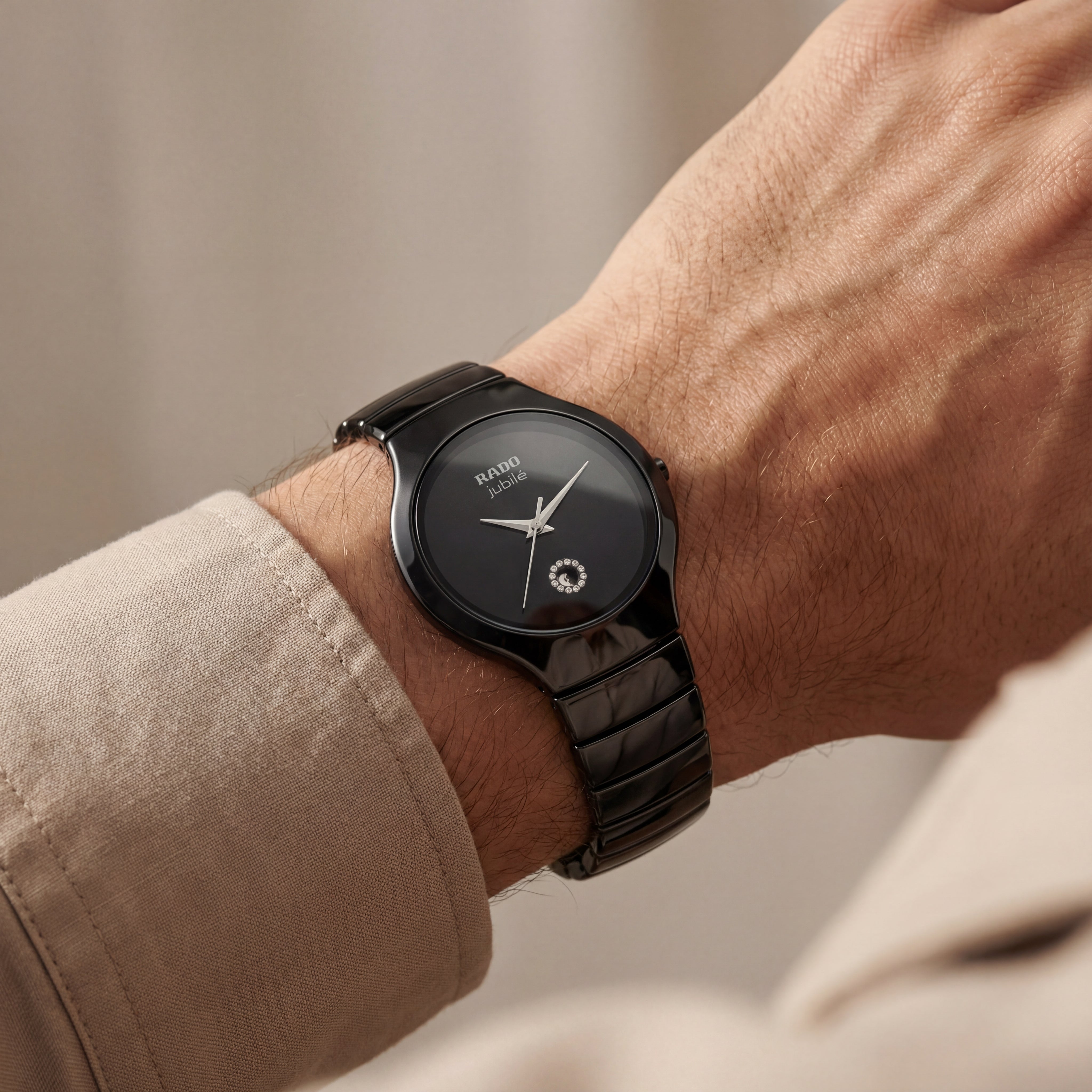 Midnight Black Ceramic Diamond Date Watch – Luxury Minimal Edition