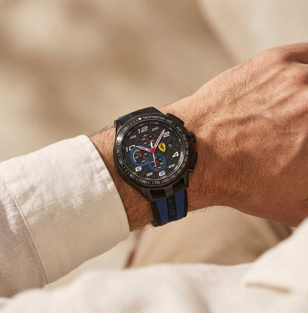 Scuderia Carbon Black Blue Chronograph Sport Watch