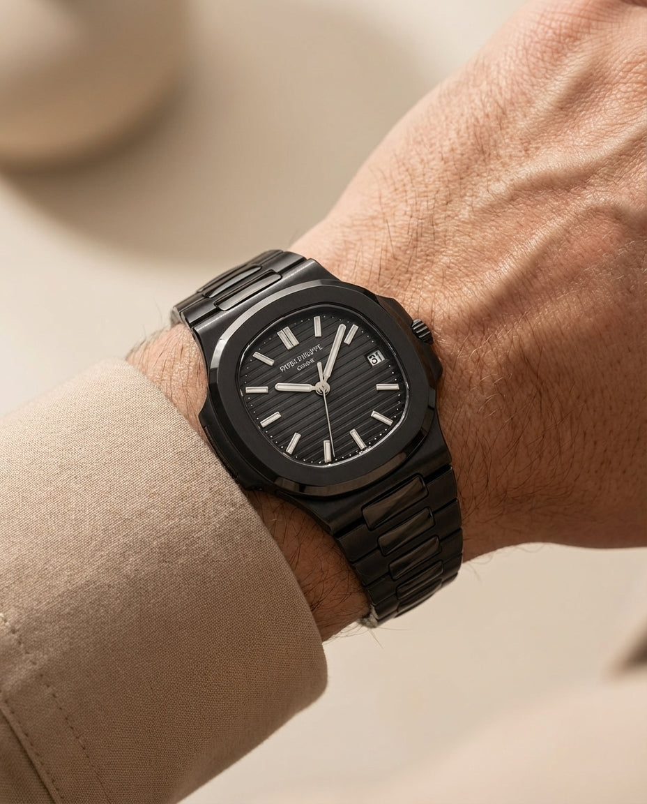 Nautiq Black Quartz Steel Luxury Watch
