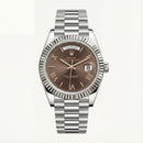 Centrix Chocolate Brown Day-Date Silver Watch