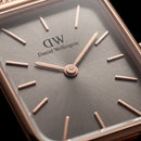 Rose Gold Rectangular Grey Sunray Dial Mesh Strap Watch