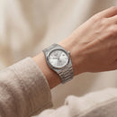 Stainless Steel Integrated Bracelet Silver Dial Date Watch – Women