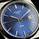 Stainless Steel Integrated Bracelet Blue Sunburst Dial Date Watch