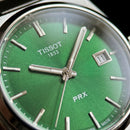 Stainless Steel Integrated Bracelet Green Dial Date Watch