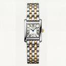 Two-Tone Rectangular Silver Dial Roman Numeral Steel Bracelet Watch – Women