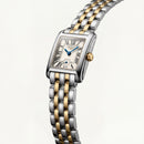 Two-Tone Rectangular Silver Dial Roman Numeral Steel Bracelet Watch – Women