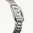 Classic Rectangular Silver Dial Roman Numeral Steel Bracelet Watch – Women