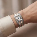 Diamond-Set Two-Tone Rectangular Roman Dial Steel Bracelet Watch – Women