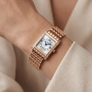 Rose Gold Diamond-Set Rectangular Mother-of-Pearl Roman Dial Luxury Bracelet Watch – Women