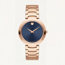 Rose Gold Minimalist Blue Sunray Dial Luxury Bracelet Watch – Women