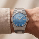 Steel Blue Textured Dial Integrated Bracelet Luxury Watch – Men