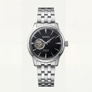 Silver Stainless Steel Case Black Sunburst Dial Open-Heart Automatic Luxury Bracelet Watch – Men