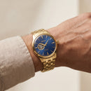 Gold Stainless Steel Case Royal Blue Sunburst Dial Open-Heart Automatic Luxury Bracelet Watch – Men