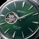 Silver Stainless Steel Case Emerald Green Sunburst Dial Open-Heart Automatic Luxury Bracelet Watch – Men