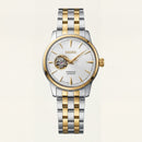 Two-Tone Gold & Silver Stainless Steel Case White Sunburst Dial Open-Heart Automatic Luxury Bracelet Watch – Men