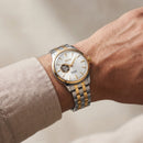 Two-Tone Gold & Silver Stainless Steel Case White Sunburst Dial Open-Heart Automatic Luxury Bracelet Watch – Men