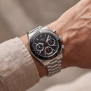Luxury Stainless Steel Chronograph Tachymeter Black Dial Sport Bracelet Watch – Men