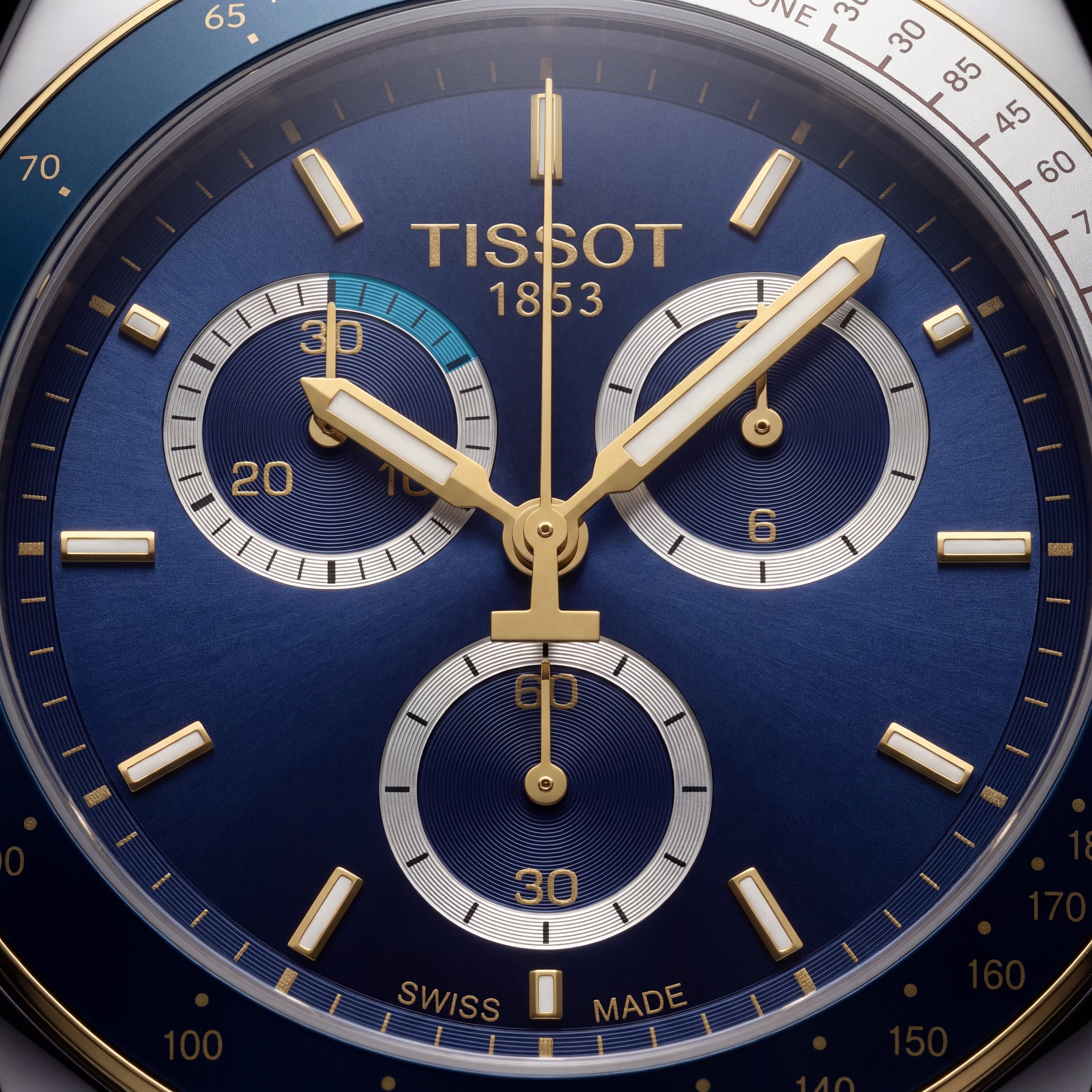 Luxury Two-Tone Stainless Steel Chronograph Tachymeter Blue Dial Premium Bracelet Watch – Men