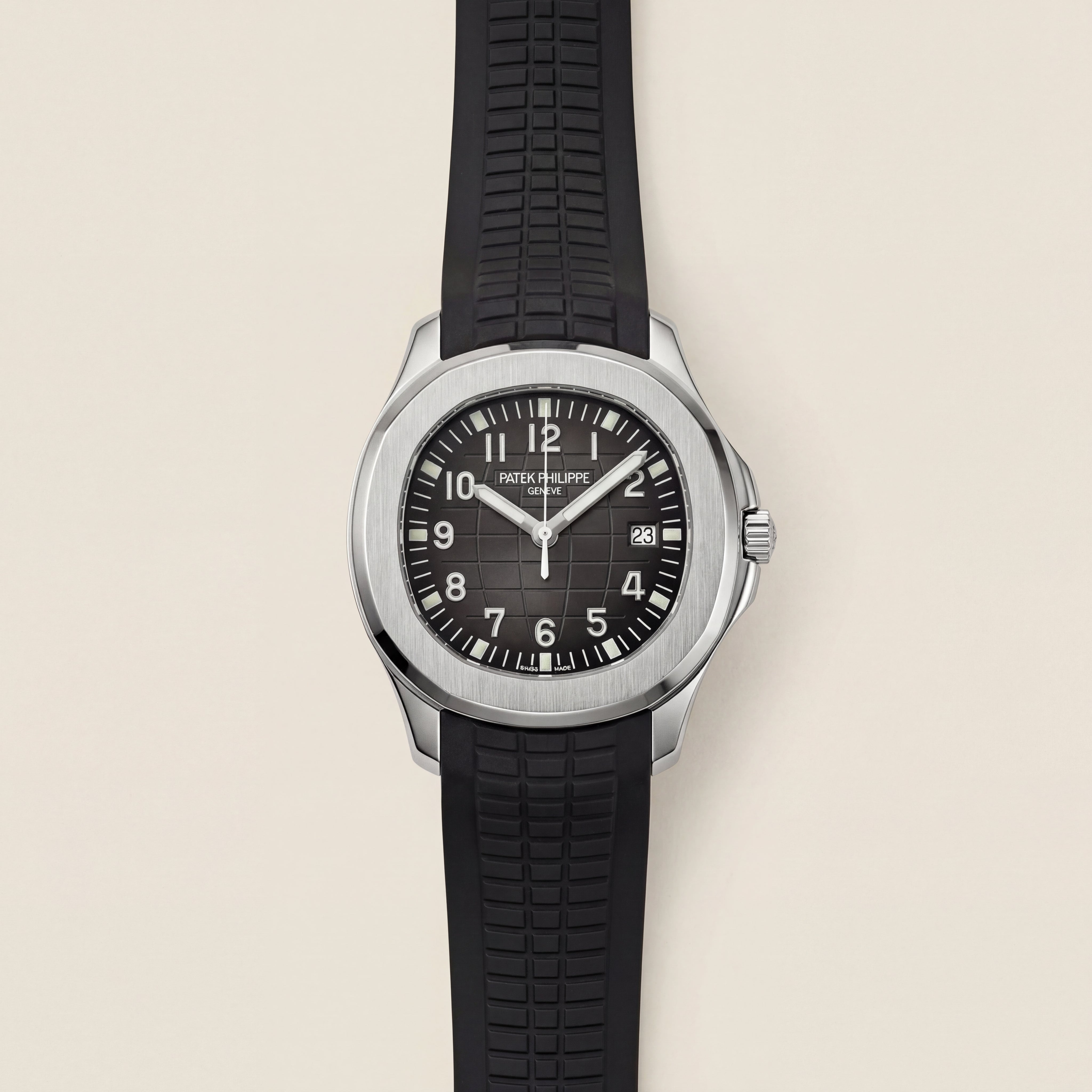 Luxury Stainless Steel Sport Watch Charcoal Embossed Dial Black Rubber Strap Premium Watch – Men