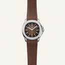 Luxury Stainless Steel Sport Watch Chocolate Brown Embossed Dial Brown Rubber Strap Premium Watch – Men