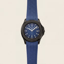 Luxury Black Stainless Steel Sport Watch Blue Embossed Dial Blue Rubber Strap Premium Watch – Men