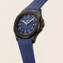 Luxury Black Stainless Steel Sport Watch Blue Embossed Dial Blue Rubber Strap Premium Watch – Men