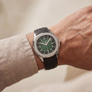 Luxury Stainless Steel Sport Watch Green Embossed Dial Black Rubber Strap Premium Watch – Men