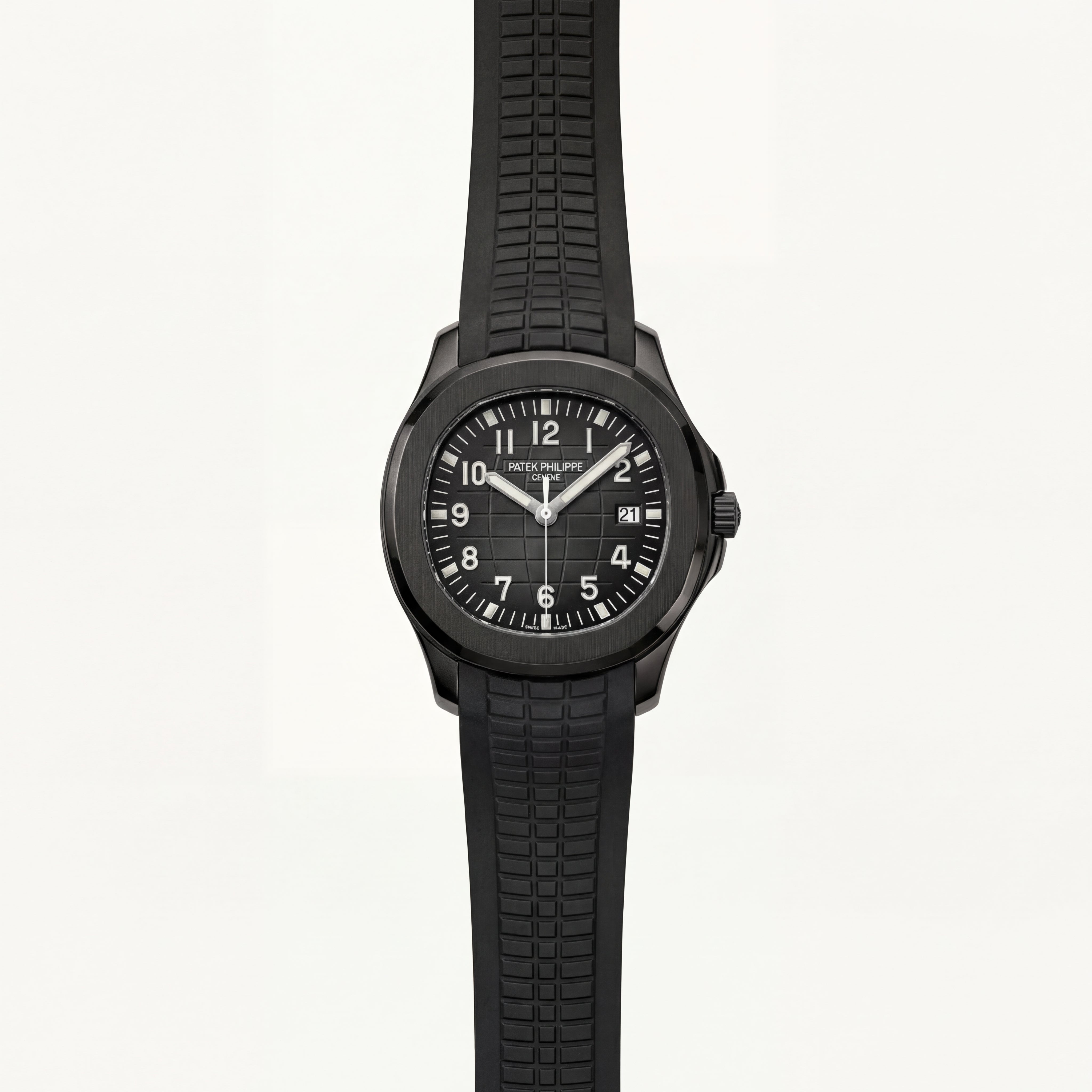 Luxury Black Stainless Steel Sport Watch Charcoal Embossed Dial Black Rubber Strap Premium Watch – Men