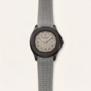 Luxury Grey Sport Watch Matte Black Steel Case Sand Textured Dial Grey Rubber Strap Premium Watch – Men