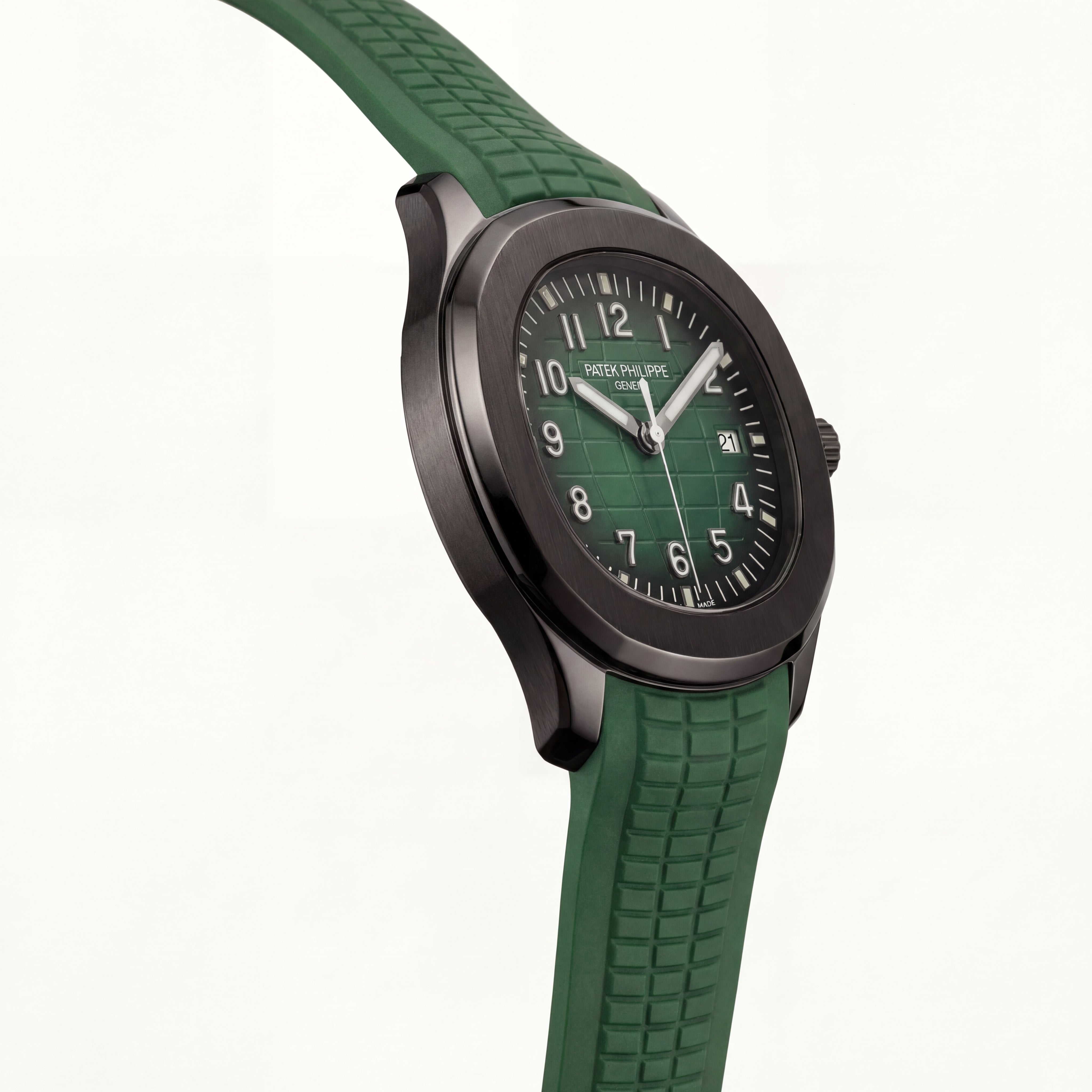 Luxury Green Sport Watch Black Stainless Steel Case Green Textured Dial Premium Rubber Strap Watch – Men