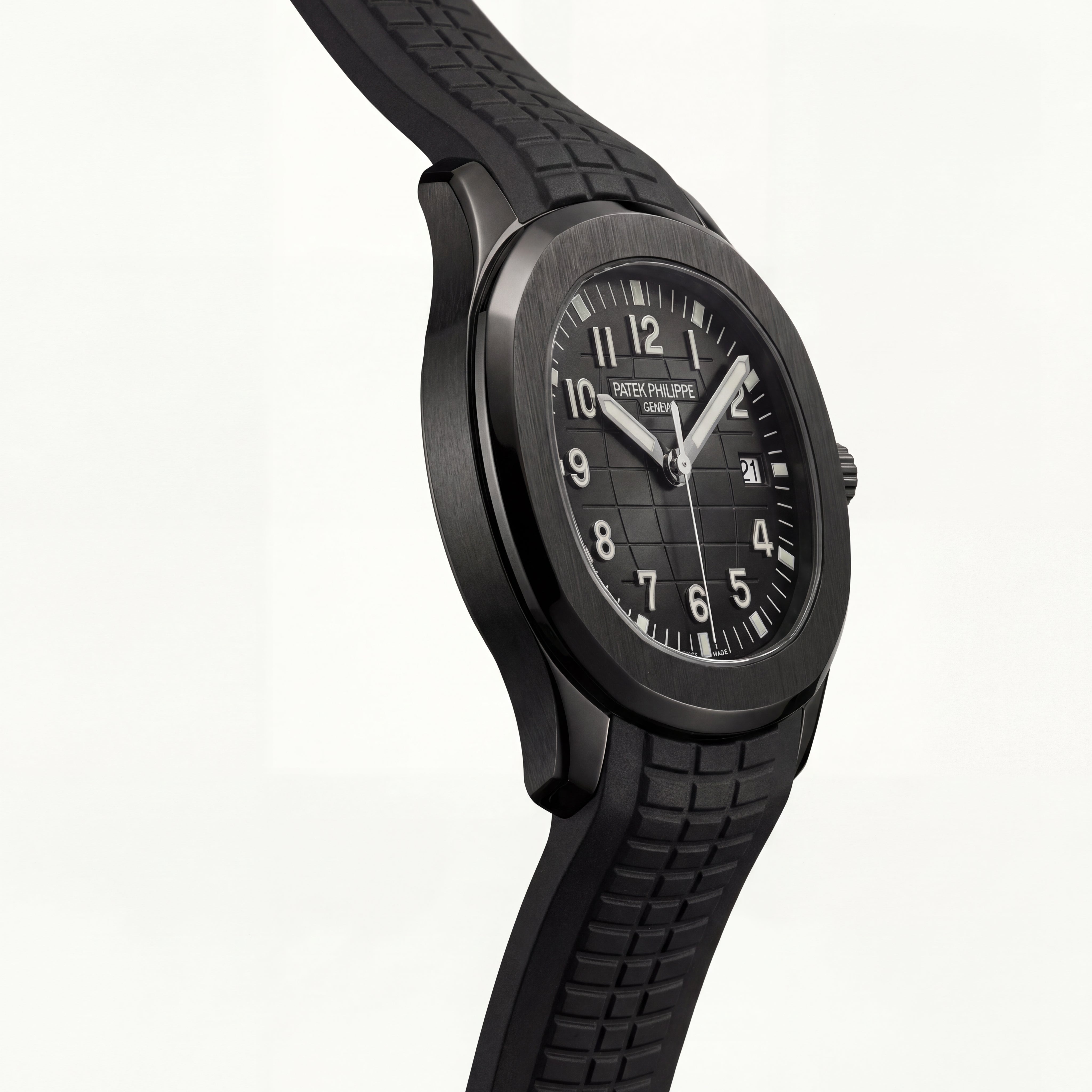 Luxury Black Stainless Steel Sport Watch Charcoal Embossed Dial Black Rubber Strap Premium Watch – Men