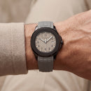 Luxury Grey Sport Watch Matte Black Steel Case Sand Textured Dial Grey Rubber Strap Premium Watch – Men