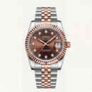Luxury Two-Tone Rose Gold Watch Fluted Bezel Brown Sunburst Dial Diamond Hour Markers Stainless Steel Jubilee Bracelet – Men