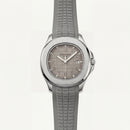 Luxury Silver Sport Watch Stainless Steel Case Sand Beige Textured Dial Grey Rubber Strap Premium Watch – Men