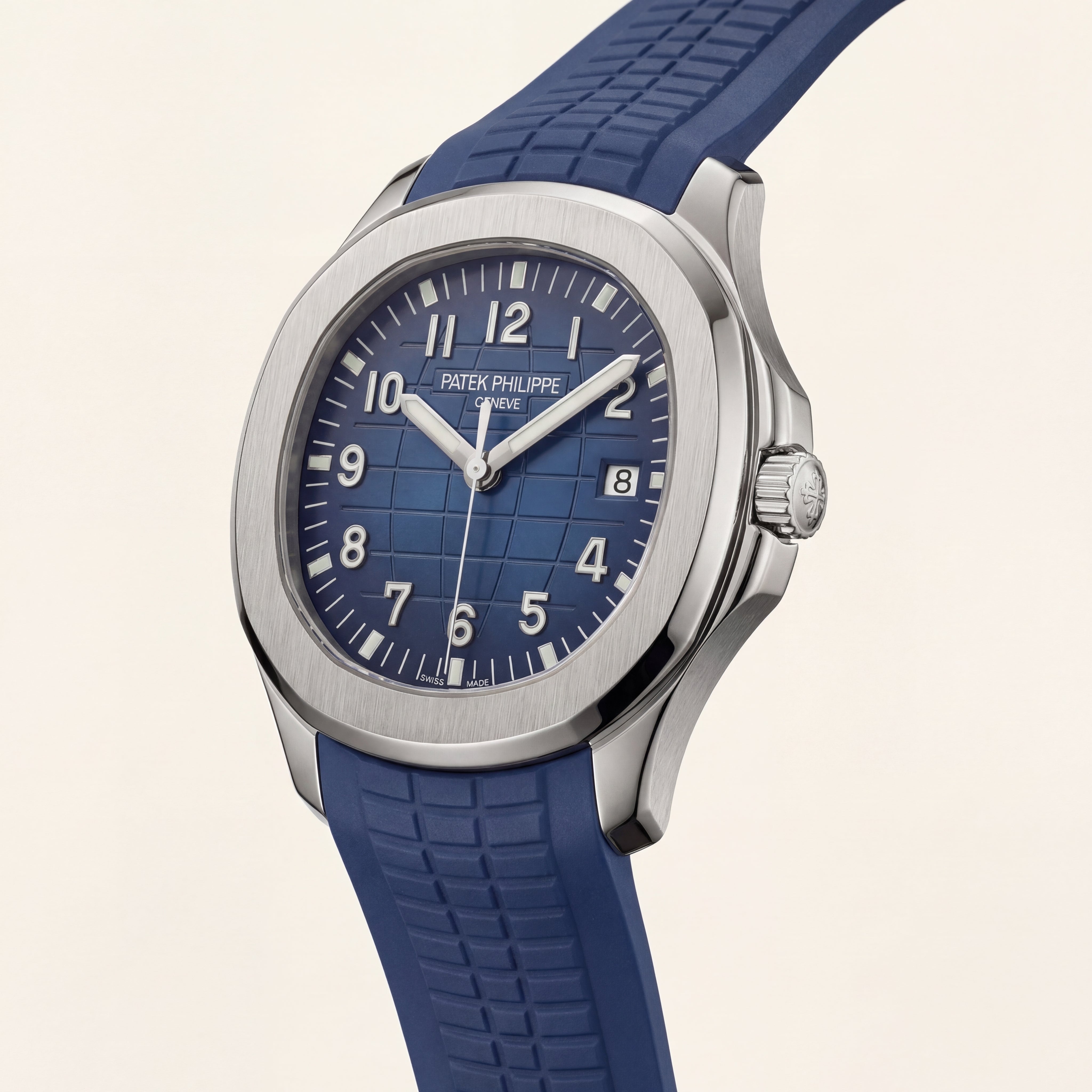 Luxury Blue Sport Watch Stainless Steel Case Blue Textured Dial Premium Rubber Strap Watch – Men