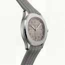 Luxury Silver Sport Watch Stainless Steel Case Sand Beige Textured Dial Grey Rubber Strap Premium Watch – Men