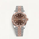 Luxury Two-Tone Stainless Steel Watch Rose Gold Fluted Bezel Chocolate Sunburst Dial Diamond Markers Date Watch – Men