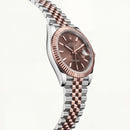Luxury Two-Tone Stainless Steel Watch Fluted Bezel Chocolate Sunburst Dial Date Display Watch – Men