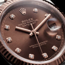 Luxury Two-Tone Stainless Steel Watch Rose Gold Fluted Bezel Chocolate Sunburst Dial Diamond Markers Date Watch – Men