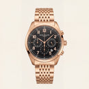 Luxury Rose Gold Stainless Steel Chronograph Watch Black Dial Arabic Numerals Multi-Subdial Date Display – Men