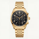 Luxury Gold Stainless Steel Chronograph Watch Black Dial Arabic Numerals Multi-Subdial Date Display – Men