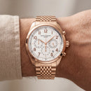 Luxury Rose Gold Stainless Steel Chronograph Watch Silver Dial Arabic Numerals Multi-Subdial Date Display – Men