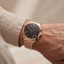 Luxury Rose Gold Stainless Steel Chronograph Watch Black Dial Arabic Numerals Multi-Subdial Date Display – Men