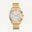 Luxury Gold Stainless Steel Chronograph Watch Silver Dial Arabic Numerals Multi-Subdial Date Display – Men