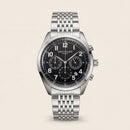 Luxury Silver Stainless Steel Chronograph Watch Black Dial Arabic Numerals Multi-Subdial Date Display – Men