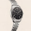 Luxury Silver Stainless Steel Chronograph Watch Black Dial Arabic Numerals Multi-Subdial Date Display – Men
