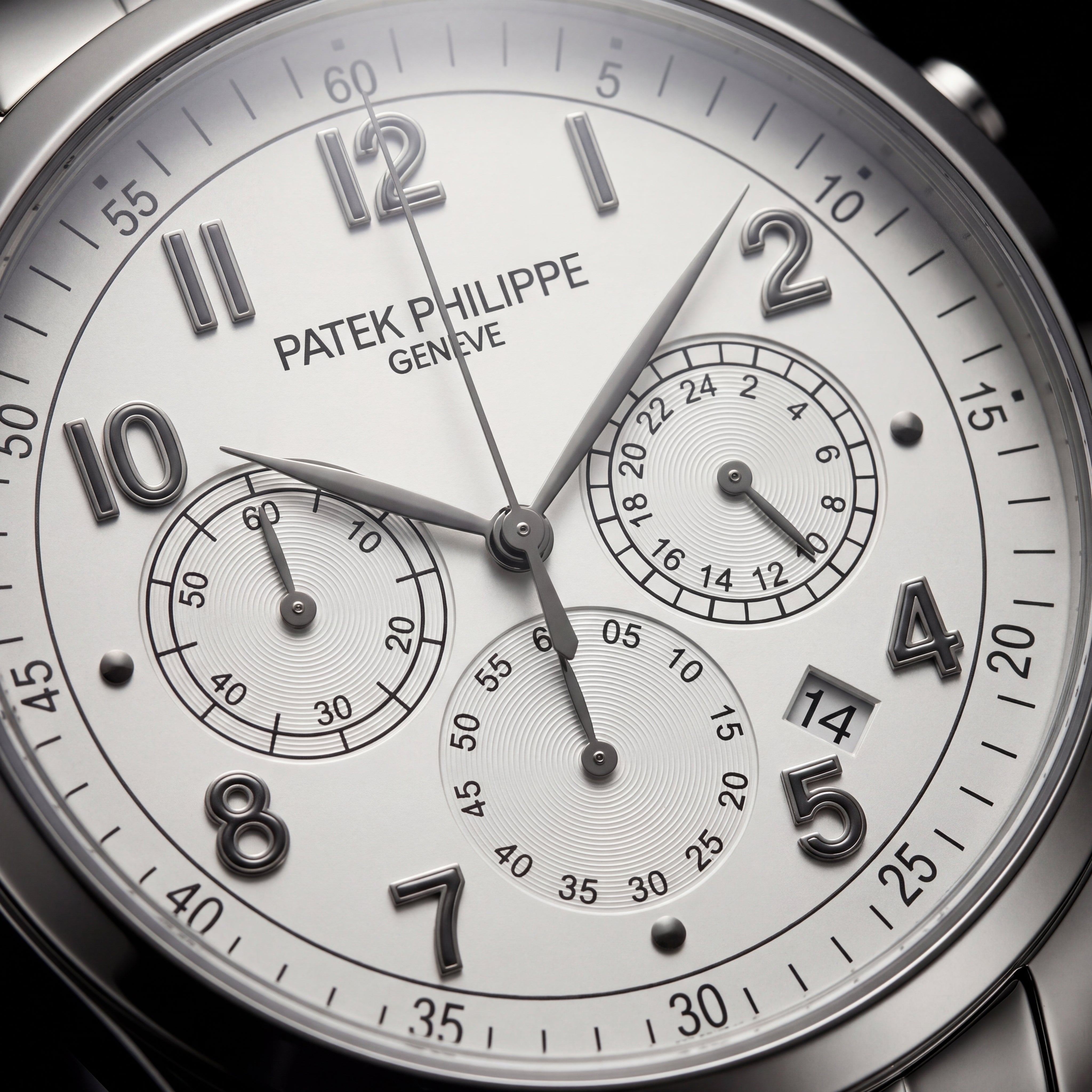 Luxury Silver Stainless Steel Chronograph Watch Silver Dial Arabic Numerals Multi-Subdial Date Display – Men