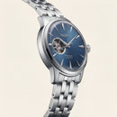 Silver Stainless Steel Case Blue Sunburst Dial Open-Heart Automatic Luxury Bracelet Watch – Men