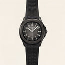 Luxury Black Sport Watch Matte Black Steel Case Charcoal Grid Dial Premium Rubber Strap Watch – Men