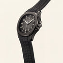 Luxury Black Sport Watch Matte Black Steel Case Charcoal Grid Dial Premium Rubber Strap Watch – Men